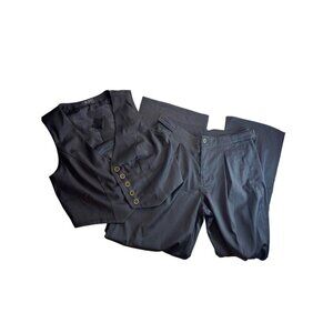 Reset‎ By Jane Black Pants & Adjustable Matching Vest Set, Size Medium NWT